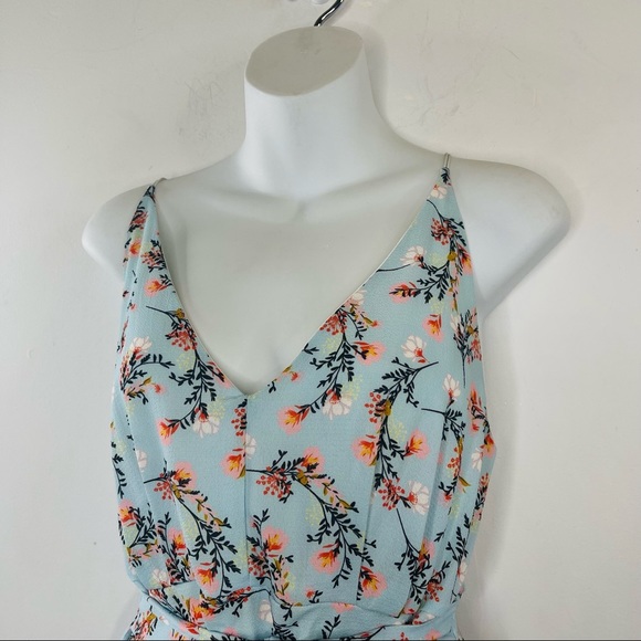 Shasa Women’s V-Neck Mint Summer Floral Print Spaghetti Strap A-line Dress Sz M - Picture 2 of 9